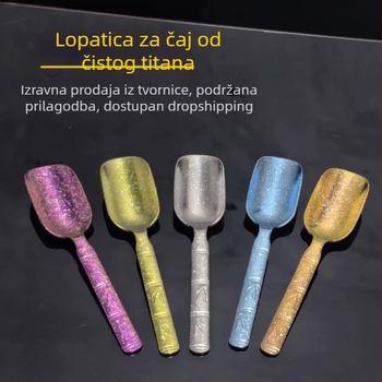 Čista titanij čajna žličica, žlica za čaj i čajna lopatica — premium set alata za čajnu ceremoniju