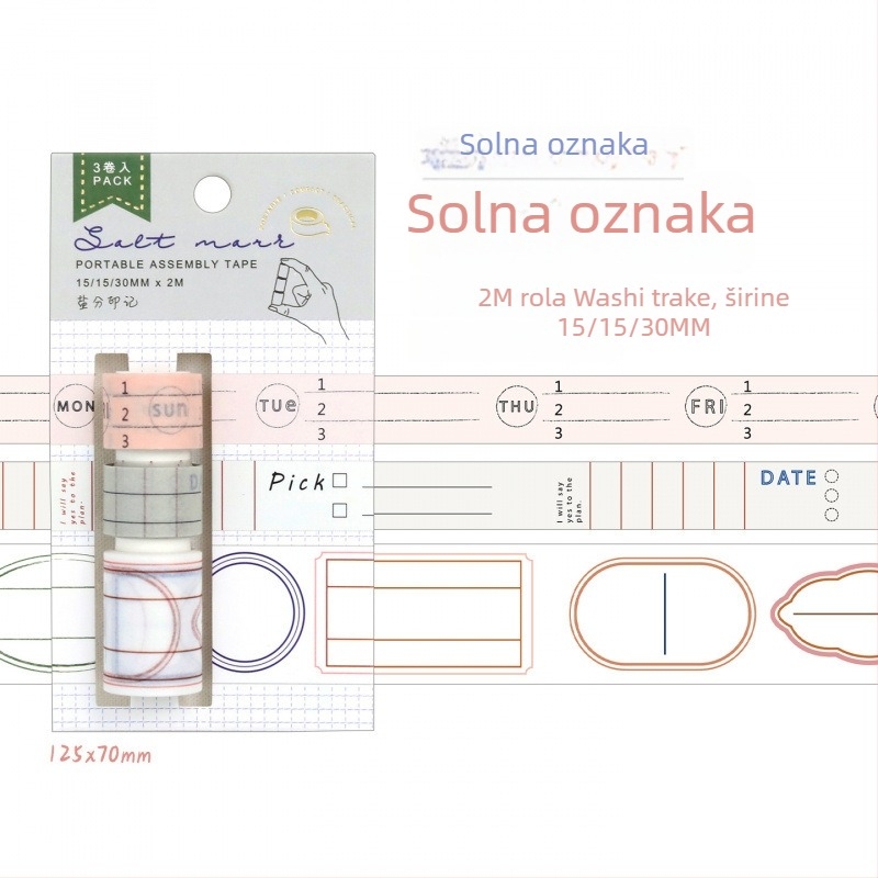 Xinmo 3-rolna traka za dnevnik, ručno kidljiva, praktična osnova, svestrani DIY kolažni papir