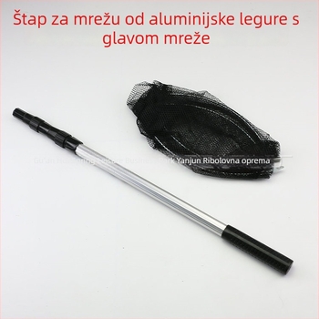 Aluminijski štap za mrežu od aluminijske legure, duljine 2,1 m, teleskopski s čeličnim vrhom, ribolovni dodatak