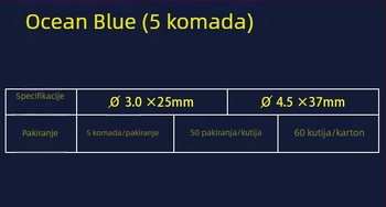 Oshin Plava Riba — Set od 5 svjetlećih štapića za ribolov