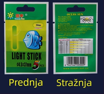 Oshin Plava Riba — Set od 5 svjetlećih štapića za ribolov