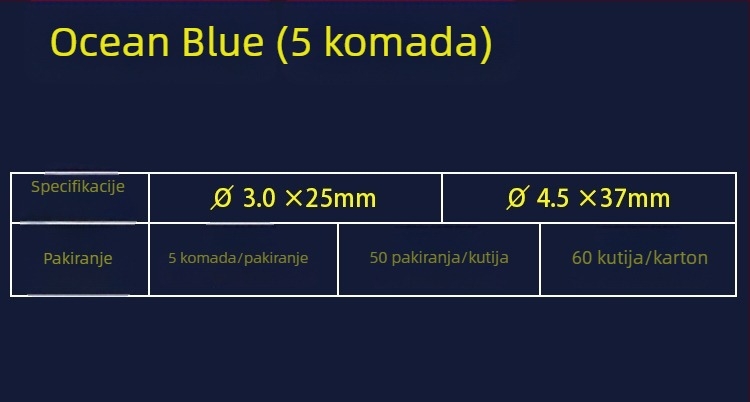 Oshin Plava Riba — Set od 5 svjetlećih štapića za ribolov