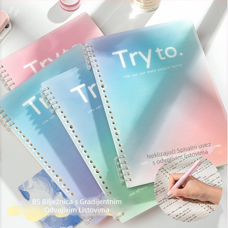 Stilna prozirna bilježnica s vodoravnim crtama i gradijentnom mrežom, za studente, B5