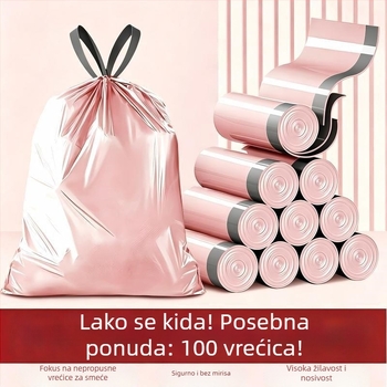 50 velikih vrećica za smeće s vrpcom za kućnu upotrebu, debele, otporne na kidanje, extra debele za dom i kupaonicu