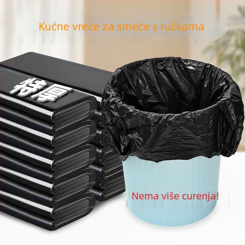 100 debelih crnih vreća za otpad s ručkama, za kućnu upotrebu