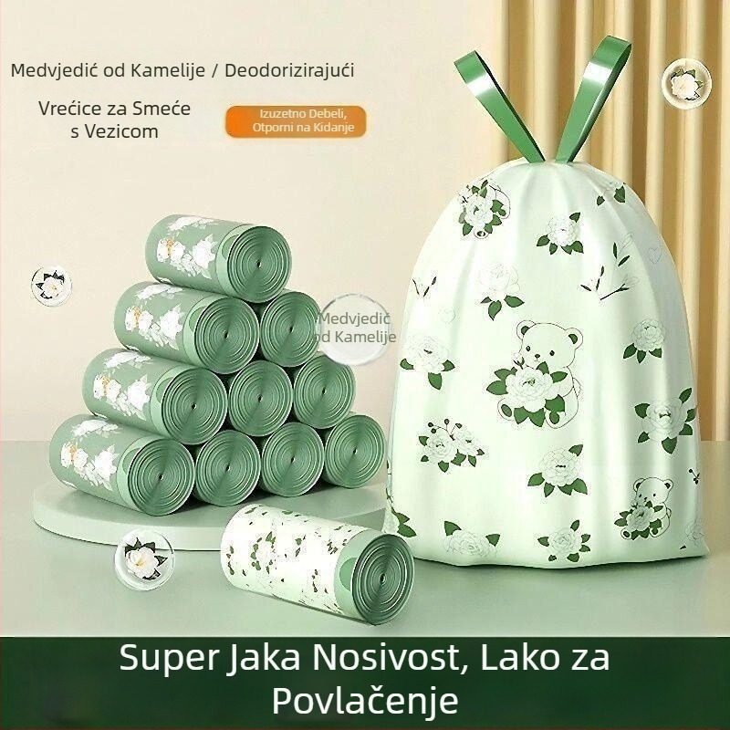 Debele vreće za smeće sa vrpcom, miris kamelije, 100 komada, velika veličina za kuhinju, protiv komaraca