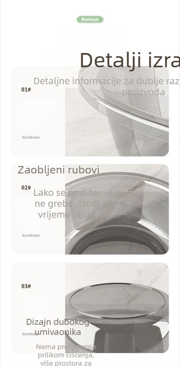 Prozirna plastična posuda za pranje beba od PP, prehrambene klase, velika debela plastična posuda