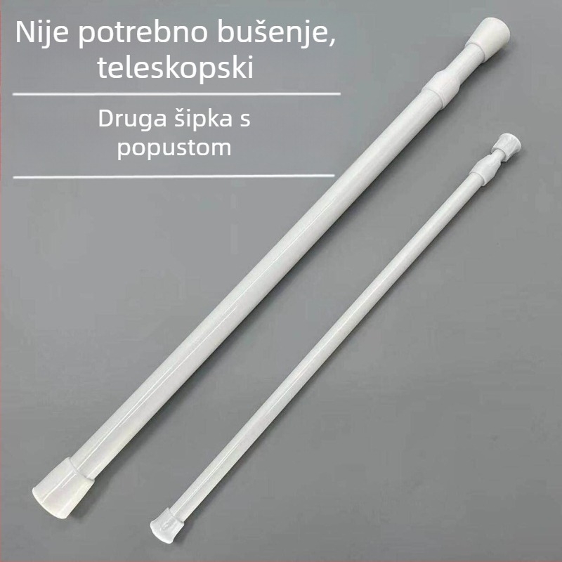 Teleskopska šipka za odjeću za garderobu, balkon i kuhinju; šipka za zavjese za tuš i vrata