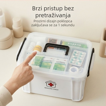Kućna kutija za lijekove s velikim kapacitetom, 12 pretinaca za distribuciju i skladištenje lijekova