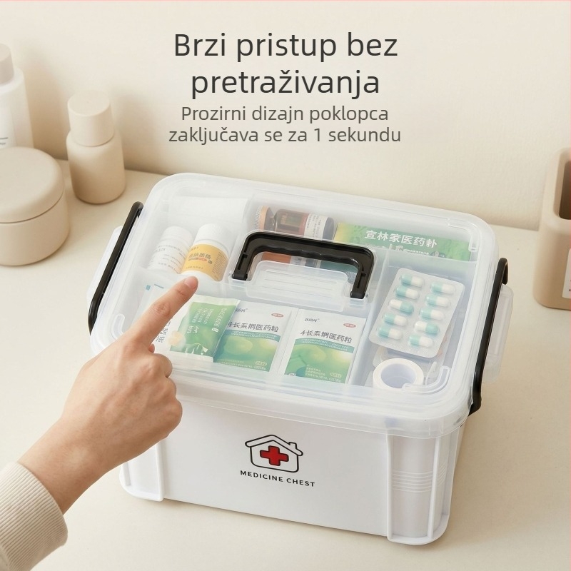 Kućna kutija za lijekove s velikim kapacitetom, 12 pretinaca za distribuciju i skladištenje lijekova