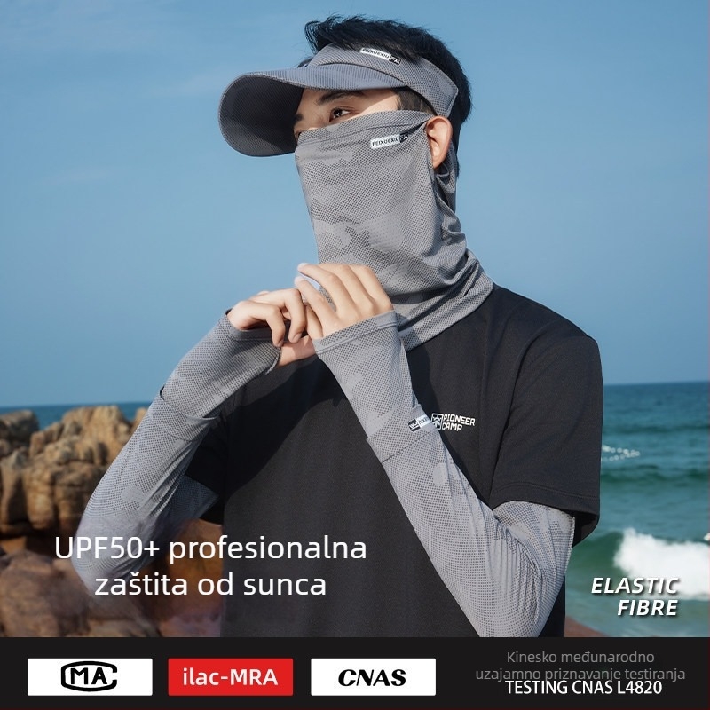 Maska za zaštitu od sunca za biciklizam, muška UV zaštitna kapa, UV rukavi, integrirana sunčana kapa, trodijelni set za ribolov