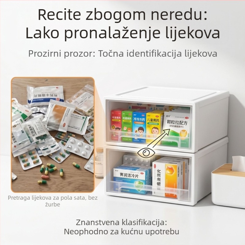 Organizator lijekova s ladicama, velik kapacitet za kućnu upotrebu, ormarić za pohranu lijekova