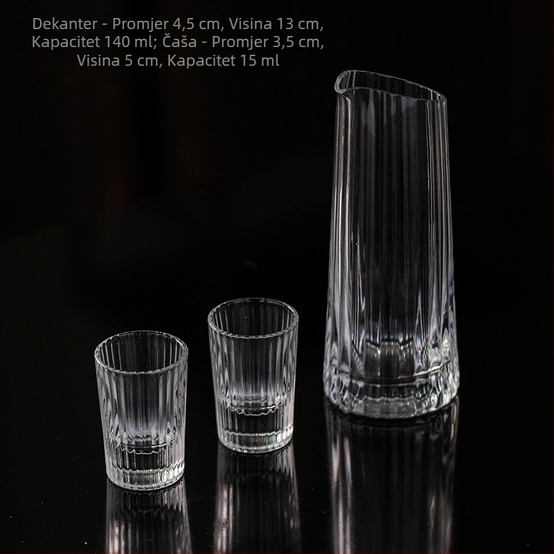 Set dekantera s mjernom čašom i skalom, visoko borosilikatno staklo, 101–200 ml, za kućnu i hotelsku upotrebu