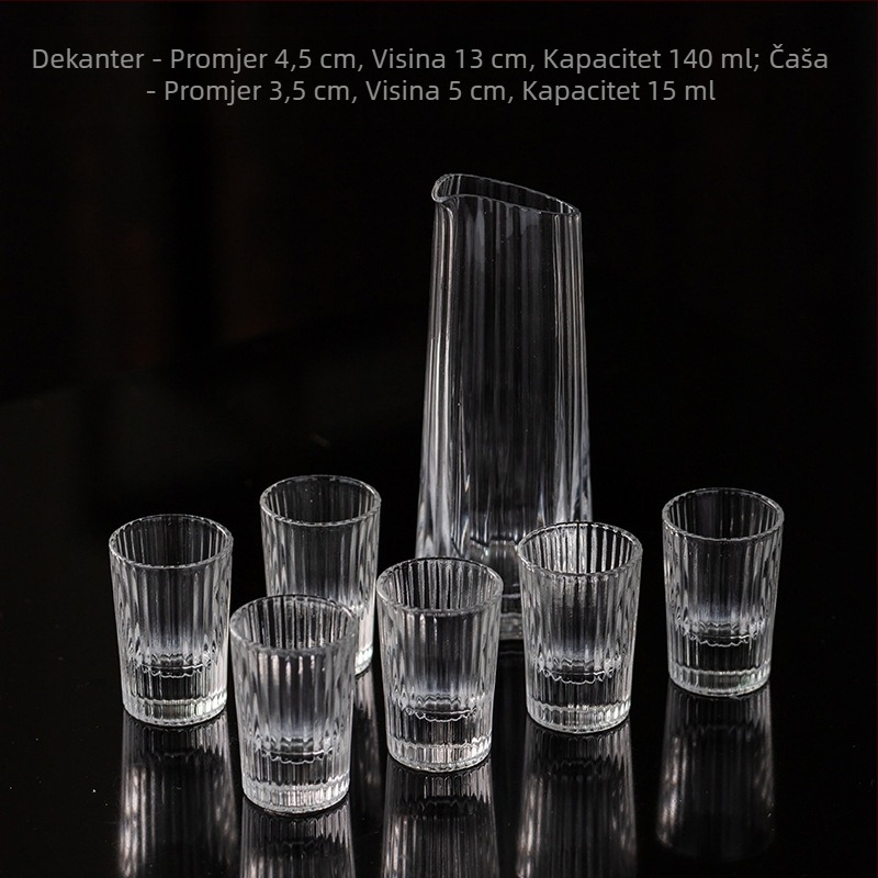 Set dekantera s mjernom čašom i skalom, visoko borosilikatno staklo, 101–200 ml, za kućnu i hotelsku upotrebu