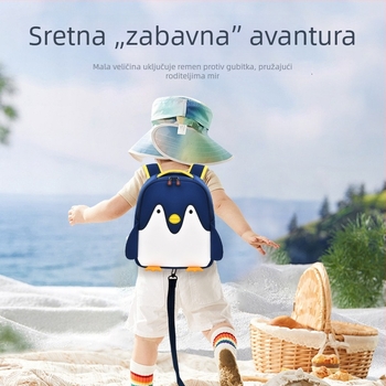 Unisex ruksak za vrtić s motivom pingvina, logotip u tisku, prozračan, lagan i smanjuje opterećenje