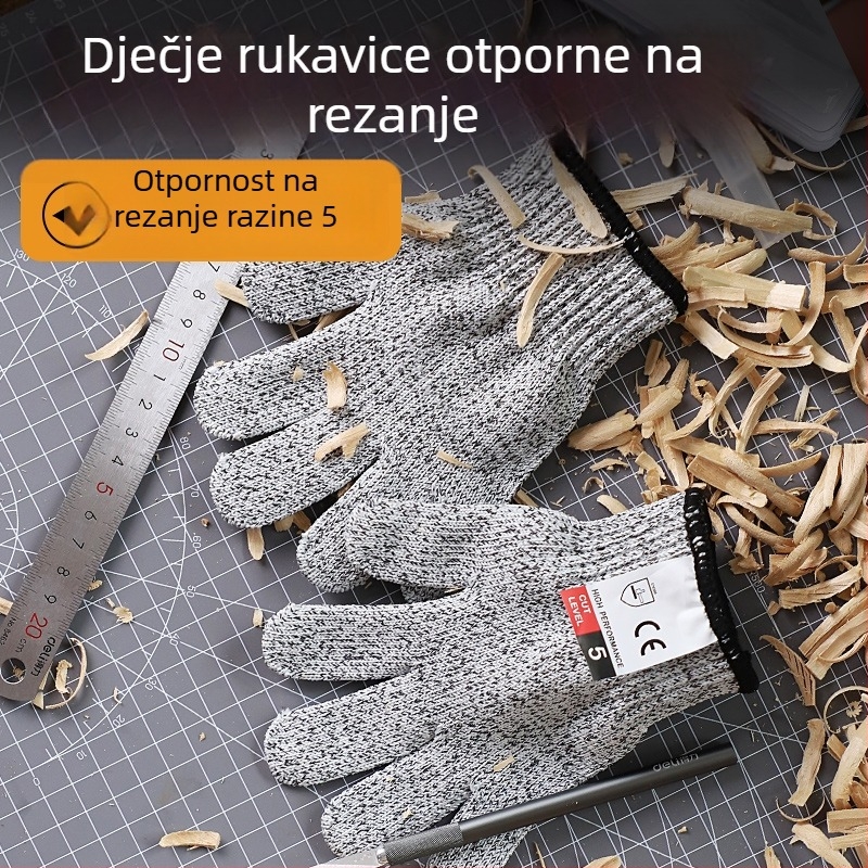 Dječje rukavice otporne na rezanje za drvorezbu, izdržljive, protuklizne, lagane, zaštita rezanja razine 5, prozračne rukavice za dječake i djevojčice