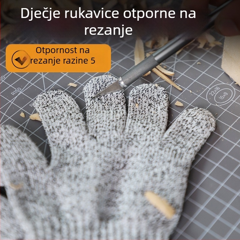 Dječje rukavice otporne na rezanje za drvorezbu, izdržljive, protuklizne, lagane, zaštita rezanja razine 5, prozračne rukavice za dječake i djevojčice
