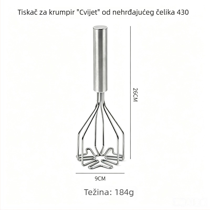 Dvostruki pritisni alat za krumpire — nehrđajući čelik, za zgnječenje krumpira i tikve