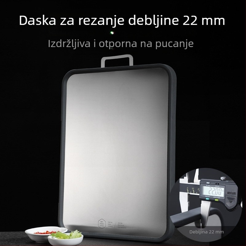 Velika daska za rezanje od 304 nehrđajućeg čelika, dvostrana, debeli dizajn, kuhinja