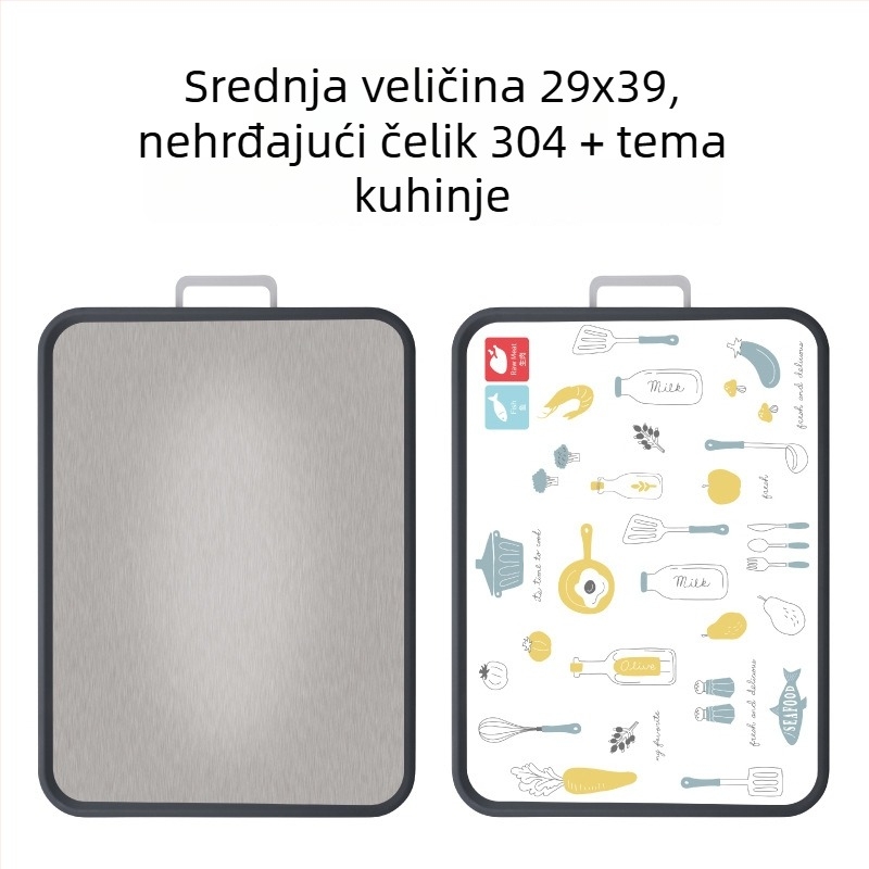 Velika daska za rezanje od 304 nehrđajućeg čelika, dvostrana, debeli dizajn, kuhinja