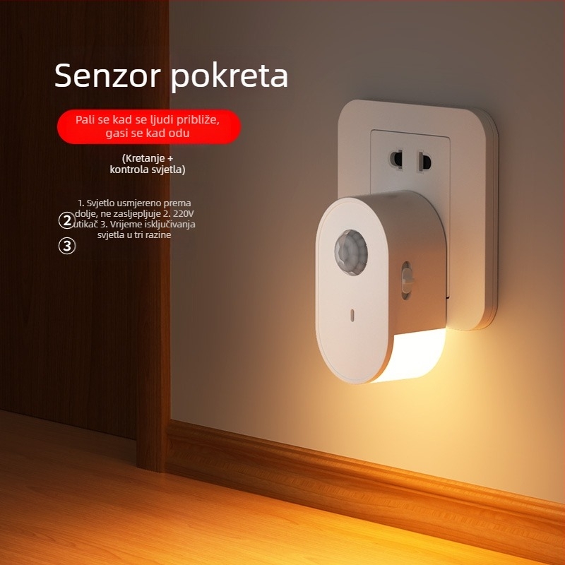 Utična noćna lampa sa senzorom pokreta za stepenice, hodnike i prolaze