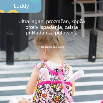 Dječji ranac s žutom patkom za vrtić, crtani stil, sa sigurnosnim povodcem protiv gubitka