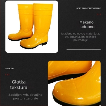 PVC čizme za zaštitu na radu s čeličnom potplatom, visoki štok, unisex, protuklizne, otporne na habanje