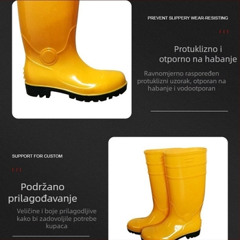 PVC čizme za zaštitu na radu s čeličnom potplatom, visoki štok, unisex, protuklizne, otporne na habanje