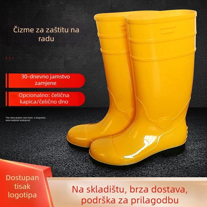 PVC čizme za zaštitu na radu s čeličnom potplatom, visoki štok, unisex, protuklizne, otporne na habanje