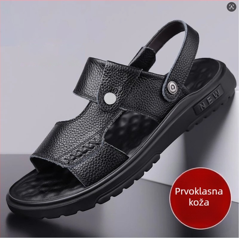 Muške ljetne sandale od pune tele kože, dvostruka potplata od tele tetive, plažne sandale za vodu, protuklizne