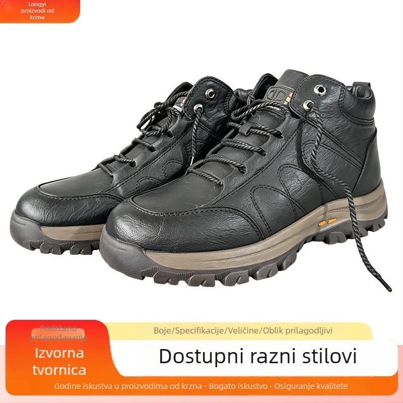 Muške zimske čizme za snijeg s krznom, vunena izolacija, debela podstava, protuklizne, visoki gornji dio