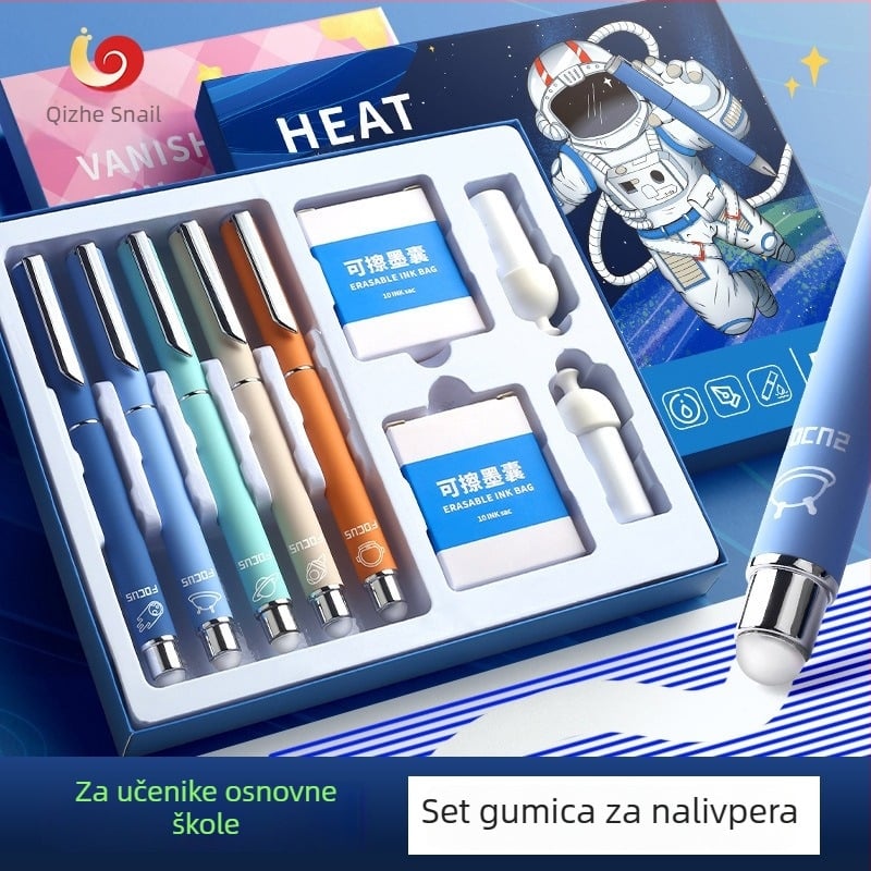 Izbrisivo pero za učenike trećeg razreda osnovne škole, s zamjenjivim spremnikom tinte, metalno kućište i vrh od nehrđajućeg čelika