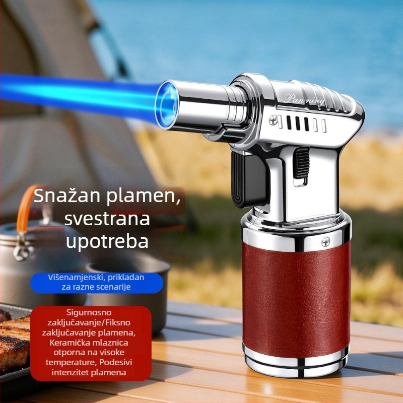 Vjetrootporn zapaljivač za cigare s pumpom za nadihavanje zraka i raspršivačem, za otvoreni roštilj, plamen visoke temperature