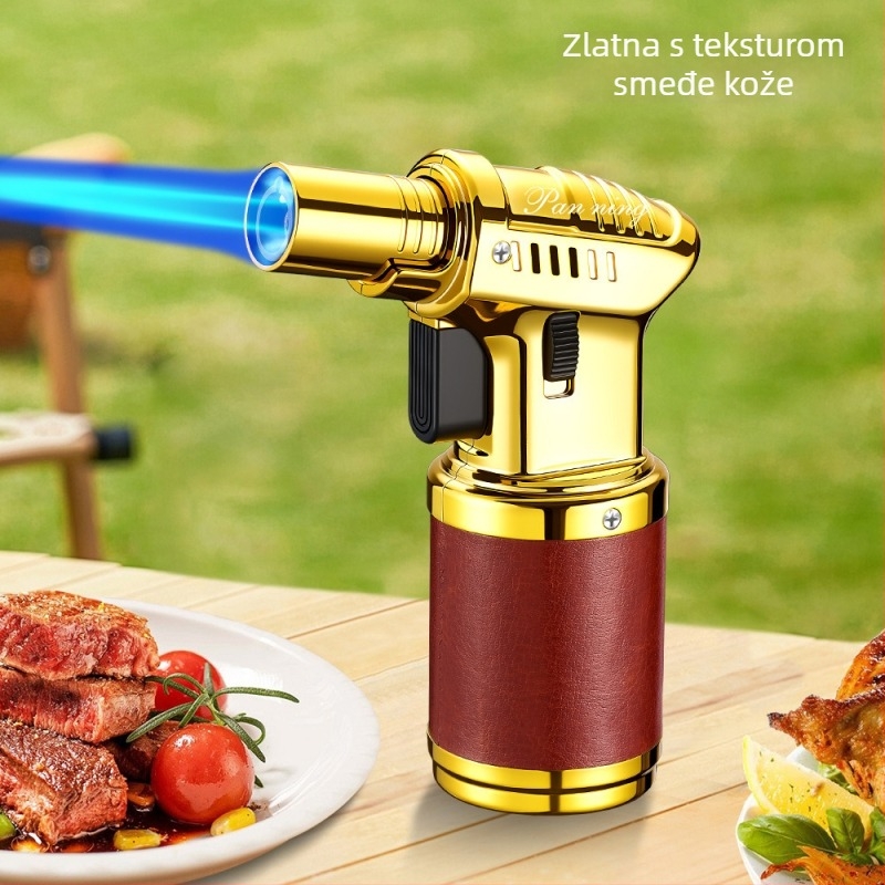 Vjetrootporn zapaljivač za cigare s pumpom za nadihavanje zraka i raspršivačem, za otvoreni roštilj, plamen visoke temperature