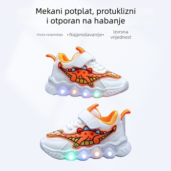 Dječje tenisice s dinosaurom u crtanom motivu, mrežasti prozračni gornji dio, lagane, unisex, s Velcro kopčom, PVC potplat