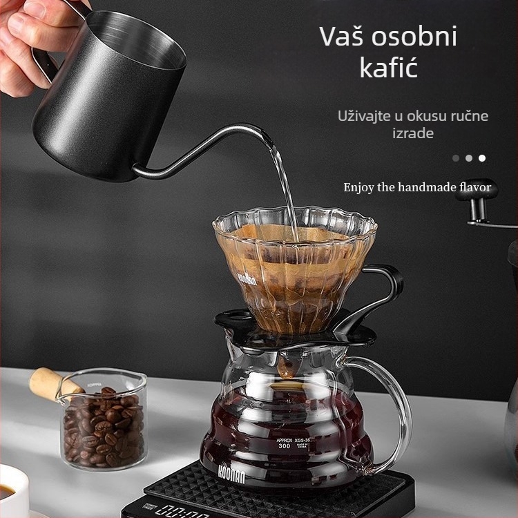 Set za kavu od nehrđajućeg čelika za prelijevanje: lonac za kavu, filtrska šalica i lonac s uskim izljevom