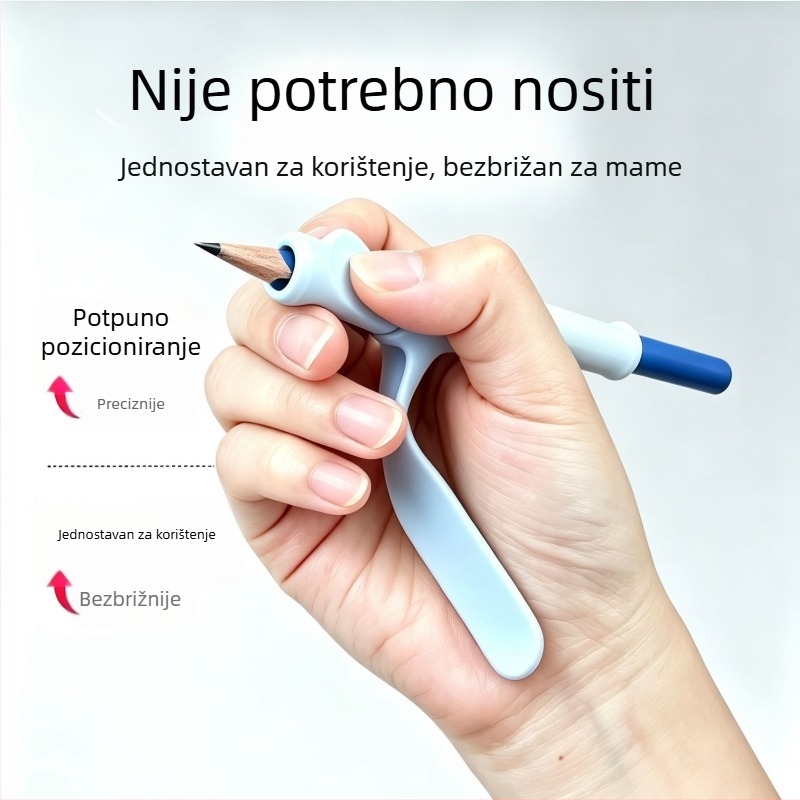 Korektor držanja olovke za djecu – potiče ispravnu pisanje poza, sprječava savijanje zgloba, udoban držač za tri prsta