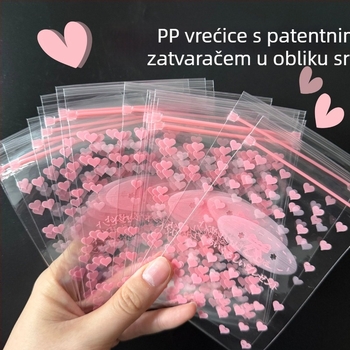 Šarene PP vrećice s automatskim zatvaranjem za nakit i kozmetiku, ružičaste s dizajnom crtanog
