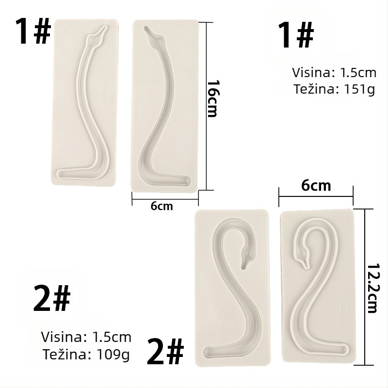 Silikonska forma za vrat labuda za ukrašavanje torti fondanom, 3D kalup za čokoladu.