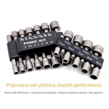 Komplet čeličnih glava bušilice, set bitova i dvostrano bitova, 9 ili 14 dijelova.