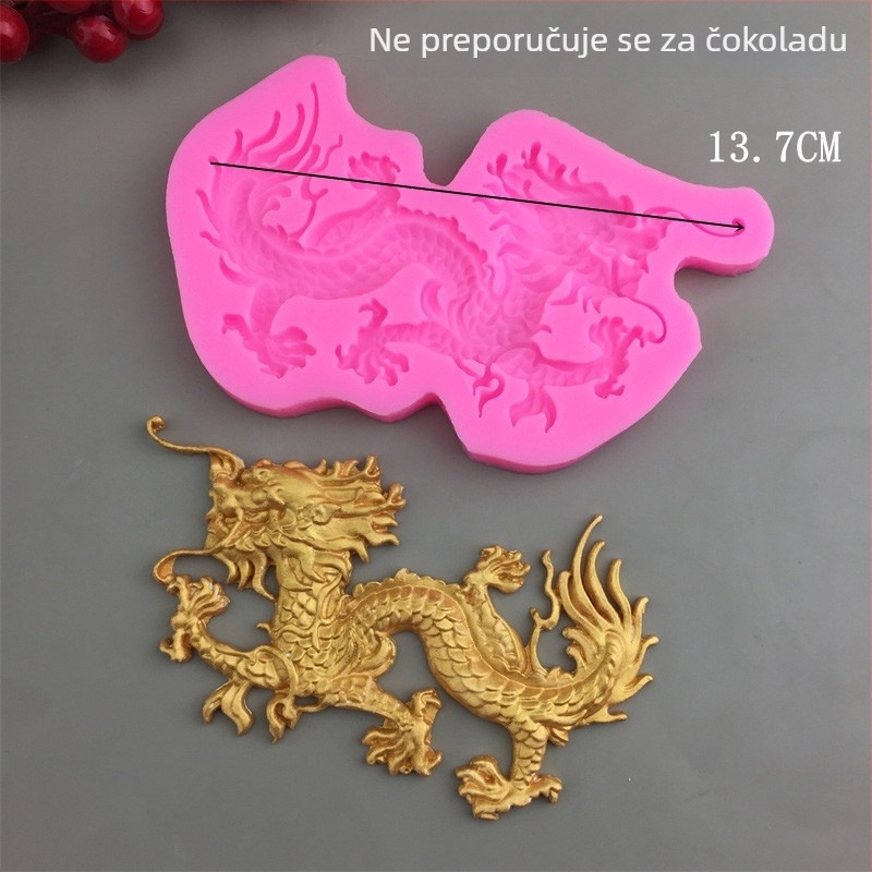 Silikonski kalup s drakom u kineskom stilu, više dizajna zmajeva za rubove torte, fondant i čokolada