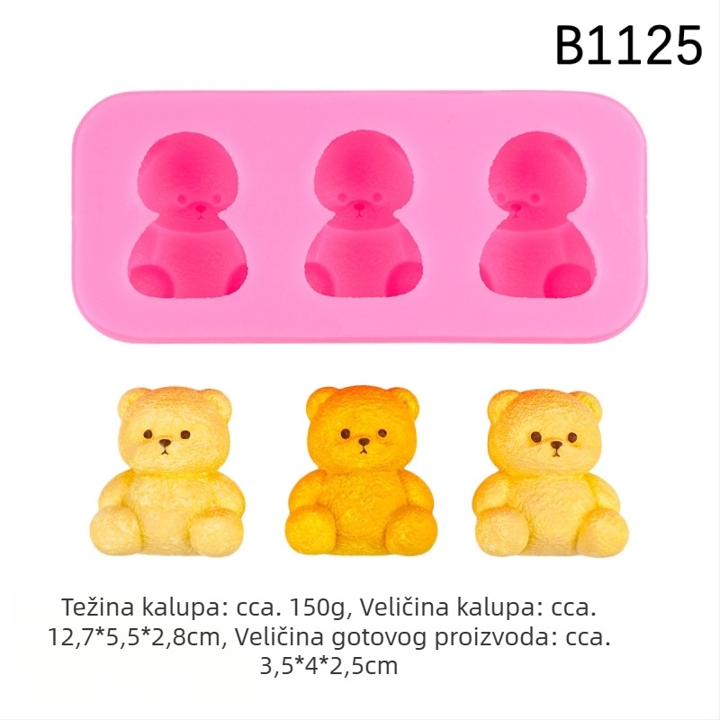 Silikonski kalup za medvje u stojećem i sjedećem položaju, za DIY pečenje, čokoladu/fondant, aromatičnu svijeću i gipsani kalup