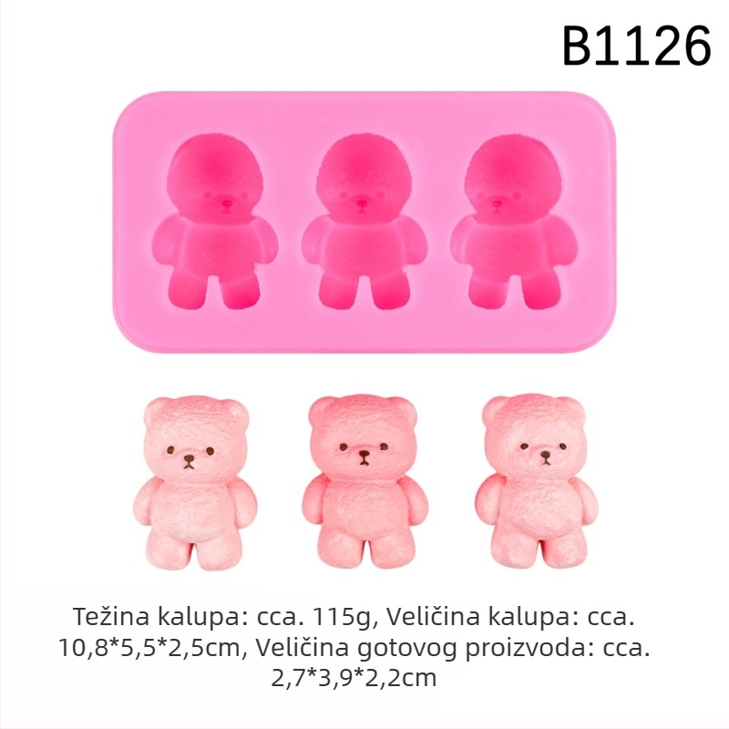 Silikonski kalup za medvje u stojećem i sjedećem položaju, za DIY pečenje, čokoladu/fondant, aromatičnu svijeću i gipsani kalup