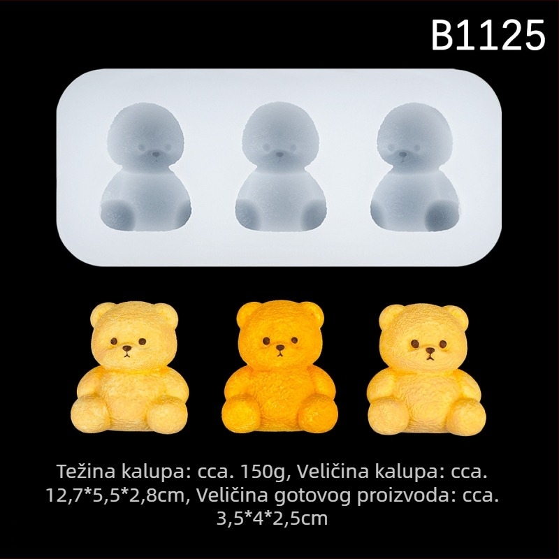 Silikonski kalup za medvje u stojećem i sjedećem položaju, za DIY pečenje, čokoladu/fondant, aromatičnu svijeću i gipsani kalup