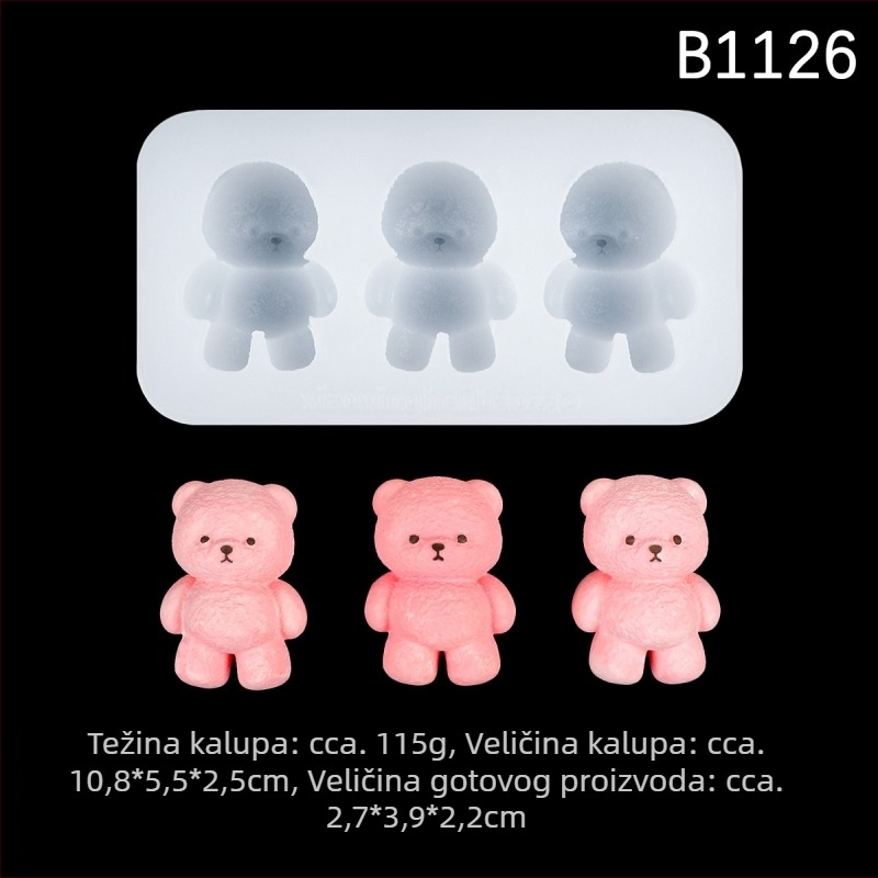 Silikonski kalup za medvje u stojećem i sjedećem položaju, za DIY pečenje, čokoladu/fondant, aromatičnu svijeću i gipsani kalup