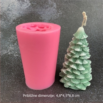 3D silikonska forma u obliku bora/cedra za aromatske gipsane svijeće, kalup za božićno drvce, pečenje torti i mousse dekoracija
