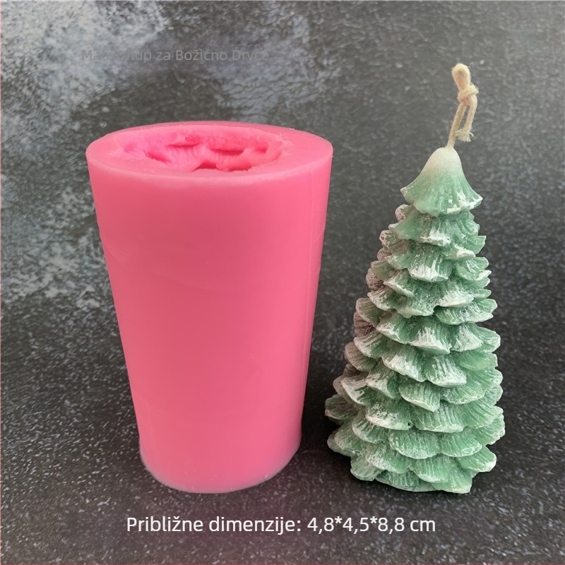 3D silikonska forma u obliku bora/cedra za aromatske gipsane svijeće, kalup za božićno drvce, pečenje torti i mousse dekoracija