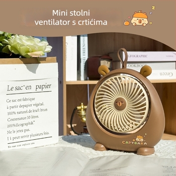 Capybara stolni mini ventilator – USB punjivi, prenosiv za ured, dom i kampiranje