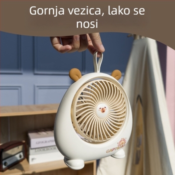 Capybara stolni mini ventilator – USB punjivi, prenosiv za ured, dom i kampiranje