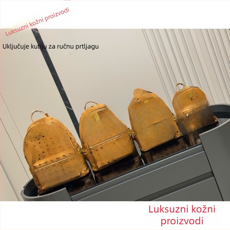 Ruksak od prave kože sa bočnim nitovima, luksuzna marka, za školu, torbu za mamu i putnu torbu